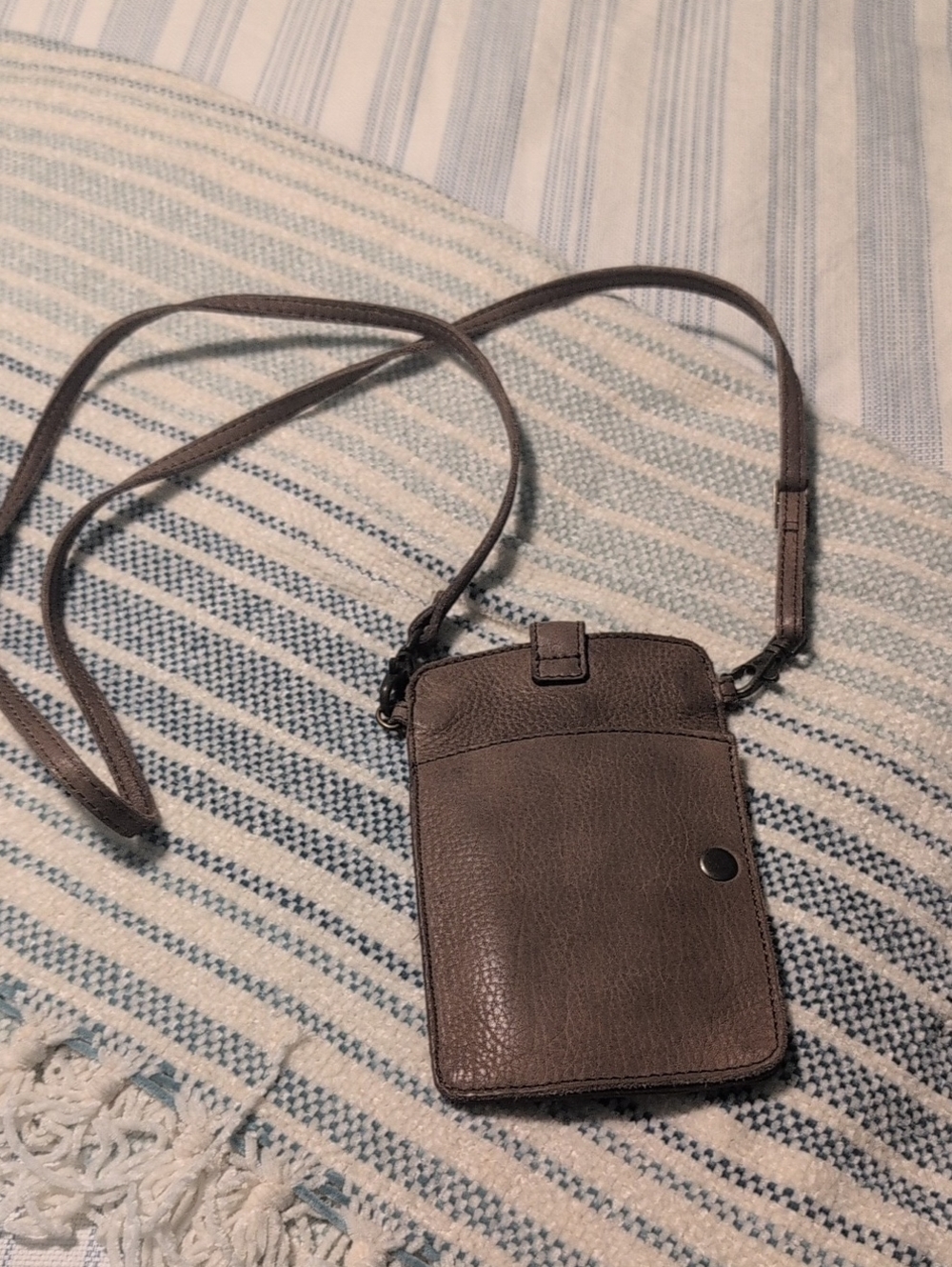 Women's Leather Crossbody Phone Pouch and Wallet - Brown
